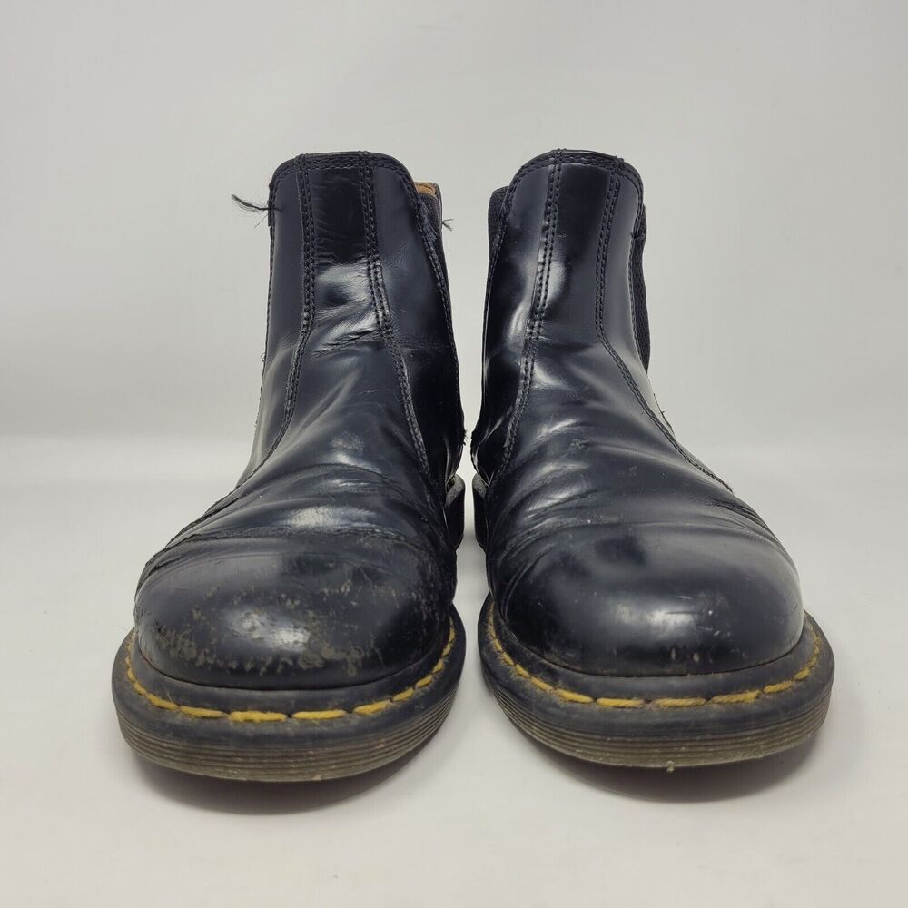 Dr. Martens Doc Boots Womens 9 Black Smooth Leather 2976 Chelsea Distressed 90s - Picture 3 of 12